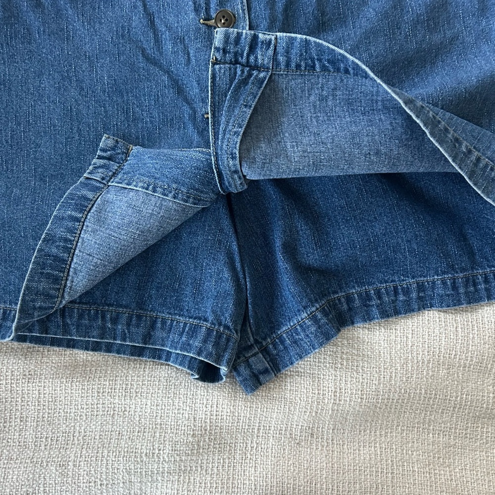 Vintage 90’s Blue Button-Front Denim Skort - Picture 2 of 7